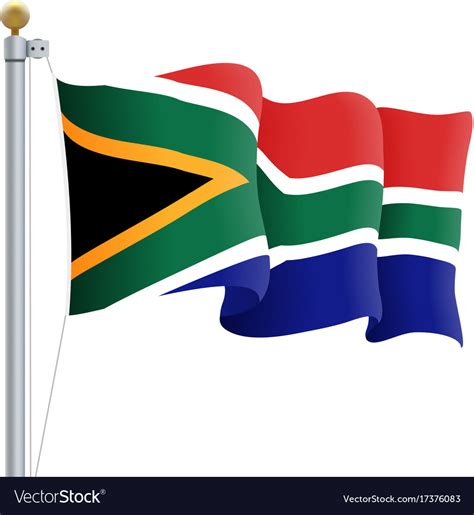 Waving south africa flag isolated on a white Vector Image