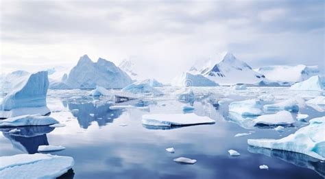 Iceberg in Polar Regions, Arctic Icebergs Scene, Ice Lake with Icebergs ...