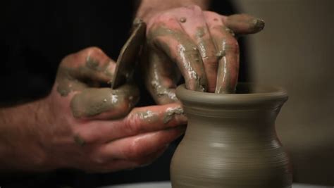 Pottery Class Workshop. Clay Shaping On Potter's Wheel. Stock Footage ...