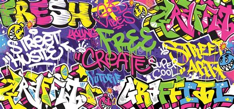 Colorful Graffiti Wall Art Background Street Art Hip-Hop Urban Vector Illustration Background ...