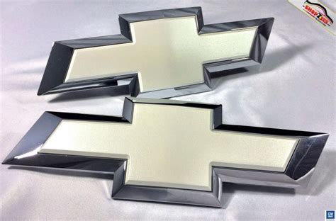 Chevy Silverado Bowtie Emblem Billet Insert Replacement 2pc Set White Diamond # ...