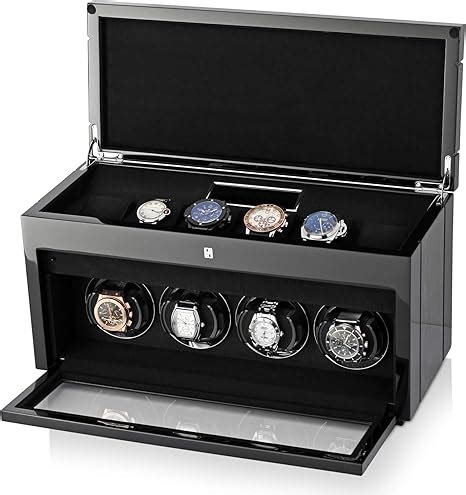 Amazon.com: Watch Winder Box for Self-Winding 4 Automatic Watches with LED Case Backlight, LCD ...