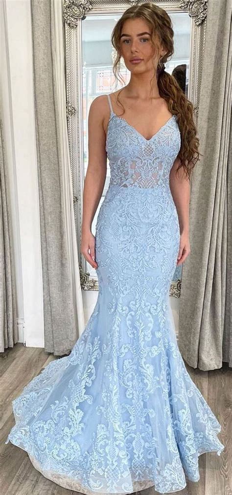 15 Blue Prom Dresses That are Dazzling & Fashionable : Lace light blue dress I Take You ...