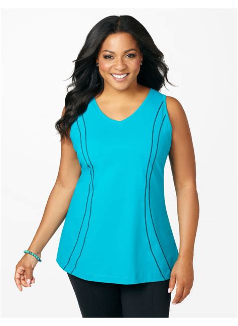 Catherines Plus Size Active Contrast Tank – Women’s Size 2x, Absolute ...