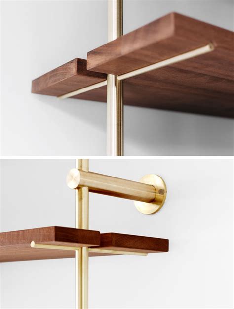 This Brass Rail Shelving Has Mid-Century Modern Style