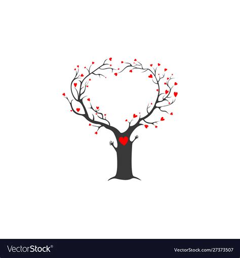 Valentine day love-tree - hand drawn love tree Vector Image