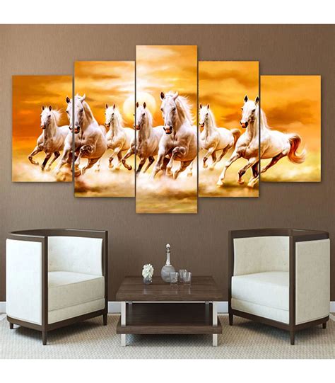 Five Piece Vastu Horse Canvas Print and Frame Wall Decor | Arts, Frames ...