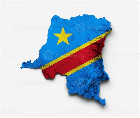 Congo Map Congo Flag Shaded relief Color Height map on white Background ...