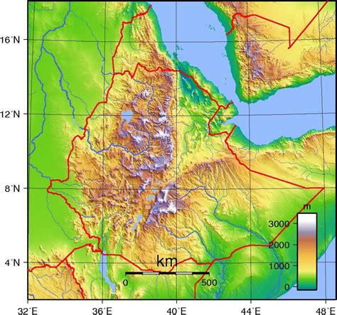 Ethiopian highlands map - Ethiopian highlands africa map (Eastern Africa - Africa)