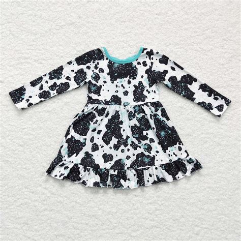 Girls long sleeve cow print dress,GLD0128 – aierwhoesalekidsclothes