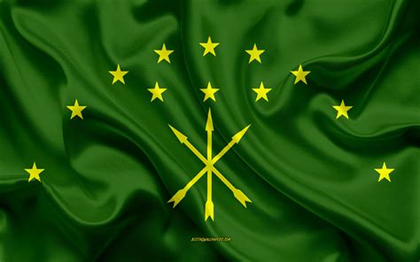 Download wallpapers Flag of Adygea, 4k, silk flag, Federal flag of ...