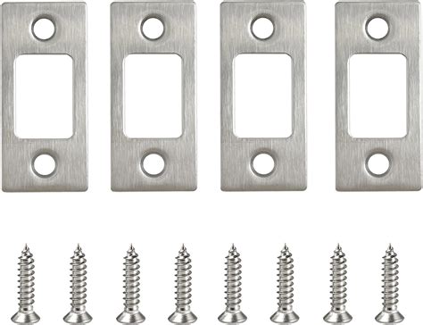 Stainless Steel Deadbolt Strike Plate Square Round Corner Backplate 1" x 2-1/4" with 8 Screws ...