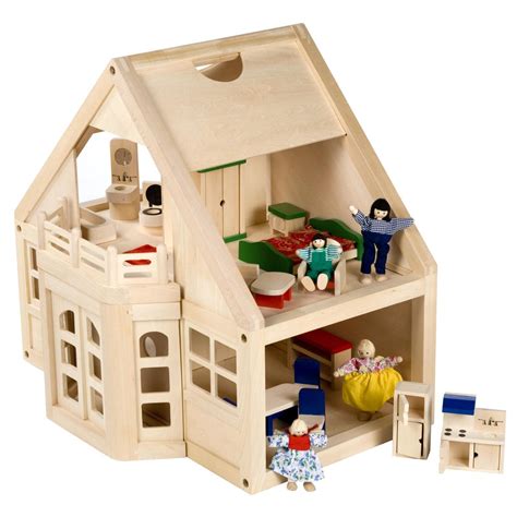 Melissa and Doug Furnished Wooden Dollhouse Kit | www.hayneedle.com | Wooden dollhouse kits ...