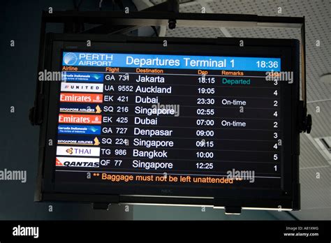 Departure Board Perth Airport Australia Stock Photo - Alamy
