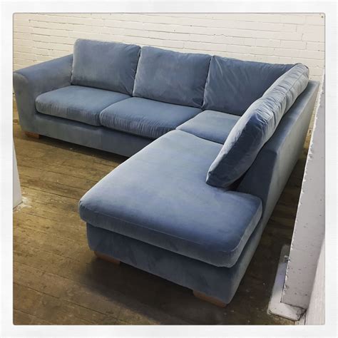 Baby blue velvet sofa newly reupholstered | Blue velvet sofa, Velvet ...