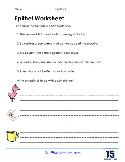 Epithet Worksheets - 15 Worksheets.com