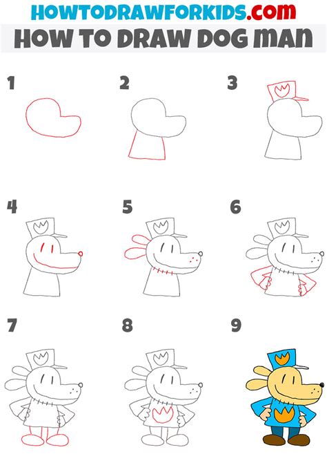 How to Draw Dog Man Step by Step - Easy Drawing Tutorial For Kids