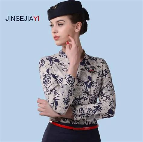 China Eastern Airlines stewardess uniforms new Chinese flower shirt ...