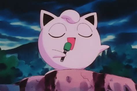 a cartoon cat with its eyes closed sitting on top of a rock