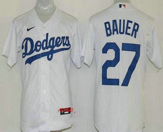 Youth Los Angeles Dodgers #27 Trevor Bauer White Cool Base Jersey on ...