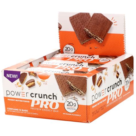 BNRG Power Crunch Protein Energy Bar, PRO, Peanut Butter Fudge, 12 Bars, 2 oz (58 g) Each ...