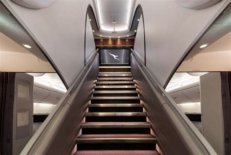 Qantas A380 upper deck lounge staircrase - Wayfarer