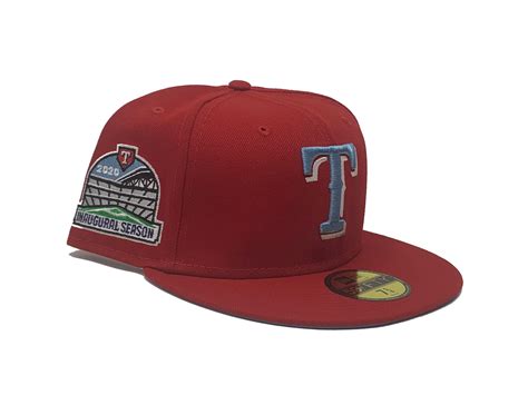 Red Texas Rangers Inaugural Season Custom New Era Fitted Hat – Sports ...