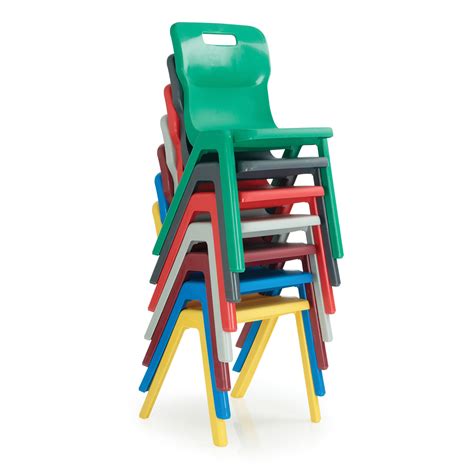 Titan School Classroom Stacking Chair One Piece 380h Age 7-9 Years Red