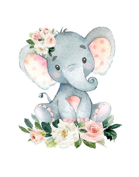 Elephant Nursery Girl, Baby Elephant Drawing, Baby Animal Drawings, Elephant Wall Art, Animal ...