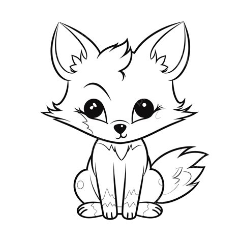 An Animal Drawing Cartoon Baby Fox Coloring Outline Sketch Vector, Fox Clipart, Drawing Clipart ...