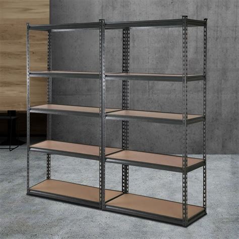 2 x 0.9M 5-Shelf Garage Shelving Rack – Charcoal