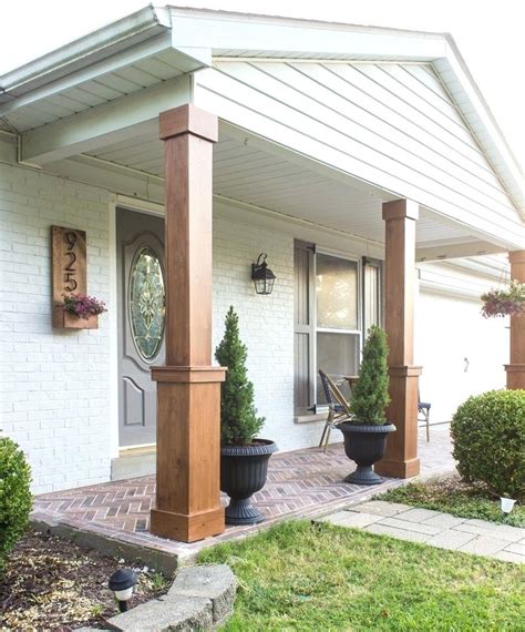 Front Porch Columns How To Wrap Existing In Stained Wood And Build A Craftsman Style Base Unit ...