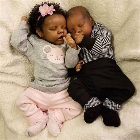 Black Reborn Baby Girl Dolls Twins- 12'' Sleeping Twins Boy and Girl ...