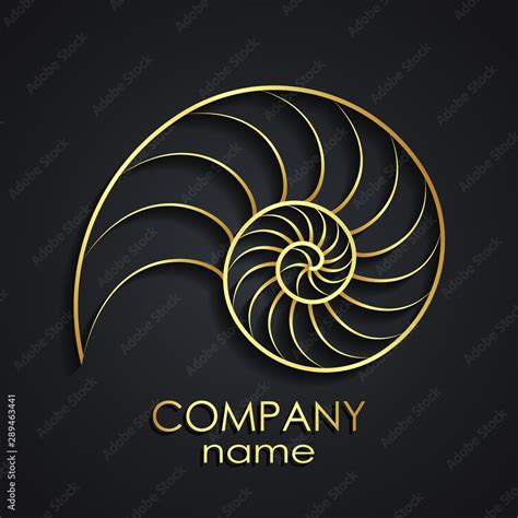 3d golden nautilus shell spiral shape logo Stock Vector | Adobe Stock