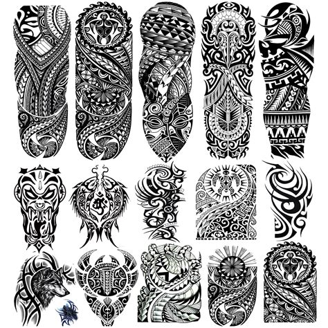 Buy Kotbs 15 Sheets Tribal Totem Tempoary Tattoo Sleeves for Men Women, 5 Sheets Full Arm Tattoo ...