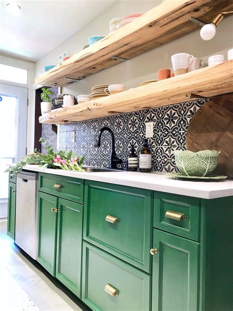 My Kitchen Makeover with the BEHR® Chalk Decorative Paint. #GreenKitchenCabinets Green kitchen ...