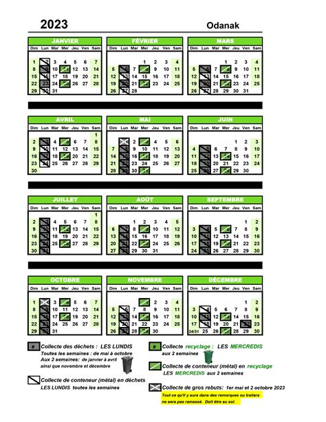 HORAIRE DE COLLECTE 2023 - Conseil des Abénakis d'Odanak