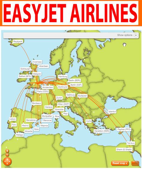 airlines central: Easyjet Airlines routes map