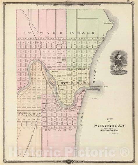 Historic Map : 1878 City of Sheboygan, county seat of Sheboygan Co ...