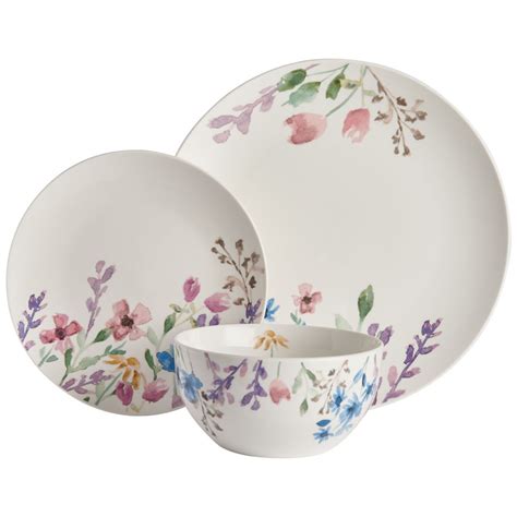 Wilko Watercolour Floral 12 Piece Dinner Set | Wilko