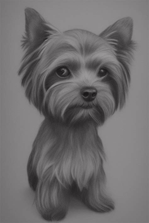 Realistic Pencil Drawing of a Small Cute Yorkie · Creative Fabrica