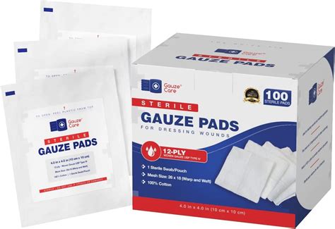 100pc Large Sterile Gauze Pads 4x4 for Wounds - 12ply Bulk Woven ...