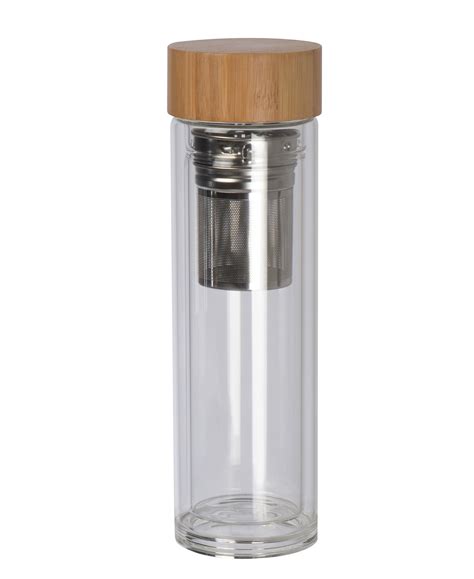 Double Wall Glass Water Bottle 400ML Bamboo Lid - Glass – TheCulinarium