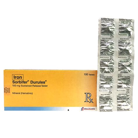 SORBIFER, SORBIFER Durules Iron 100mg Sustained-Released Tablet (sold per piece) [PRESCRIPTION ...