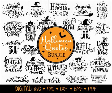 24 Halloween Quotes SVG Bundle Pack Silhouette Halloween Svg - Etsy