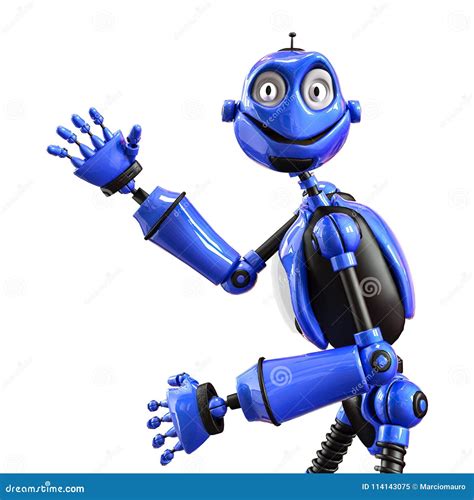 Funny and Glossy Robot Cartoon Stock Illustration - Illustration of ...