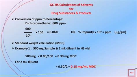 Residual Solvent Analysis; part 1 GC-Head Space Calculations of Residual Solvents in Drug ...