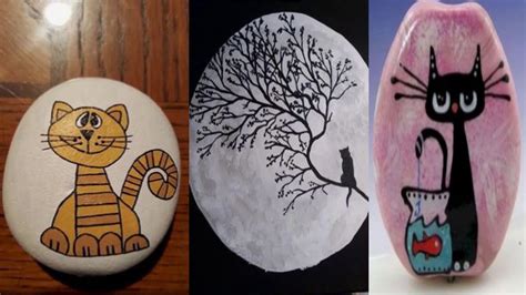 Creative DIYs: Easy Rock Painting Ideas-Cat painted rocks 😍👍 - YouTube