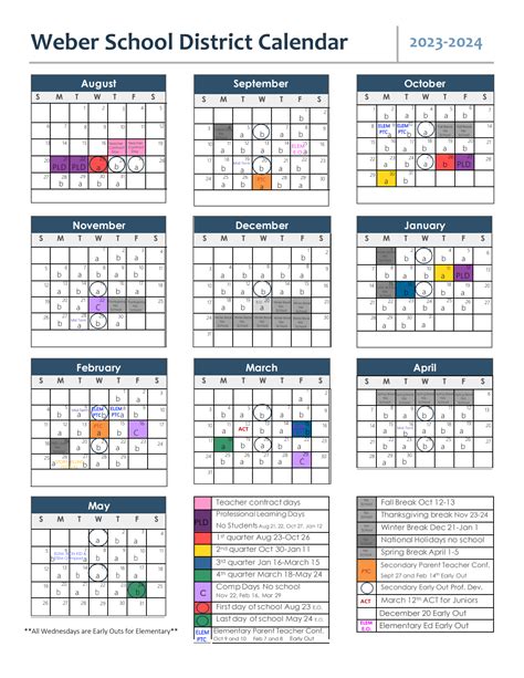 Weber School District 2024 25 Calendar Printable - Bell Marika