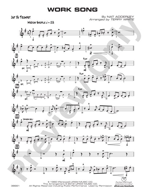 Work Song: 1st B-flat Trumpet: 1st B-flat Trumpet Part - Digital Sheet ...